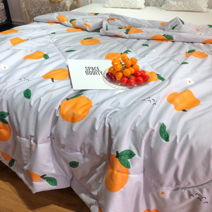 91家纺网 家纺一手货源 找家纺 润缦 2020新款纯棉全棉精梳棉夏被 小橘子灰