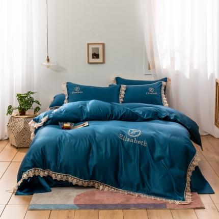 91家纺网 家纺一手货源 找家纺 （总）米奈 2020新款水洗真丝蕾丝四件套