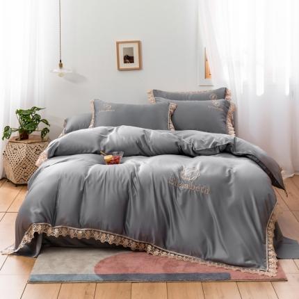 91家纺网 家纺一手货源 找家纺 （总）米奈 2020新款水洗真丝蕾丝四件套