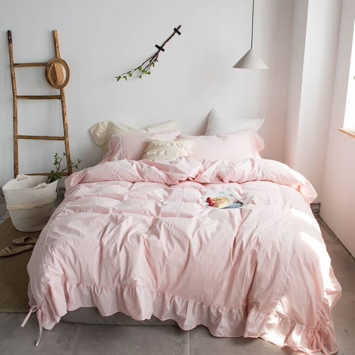 91家纺网 家纺一手货源 找家纺 淑女公社 2020春夏新款四件套 米洛小镇-淡粉