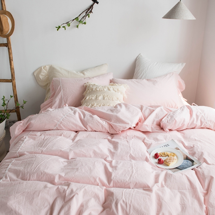 91家纺网 家纺一手货源 找家纺 淑女公社 2020春夏新款四件套 米洛小镇-淡粉