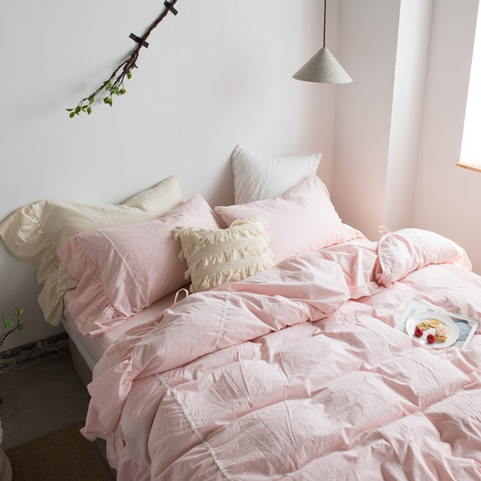 91家纺网 家纺一手货源 找家纺 淑女公社 2020春夏新款四件套 米洛小镇-淡粉