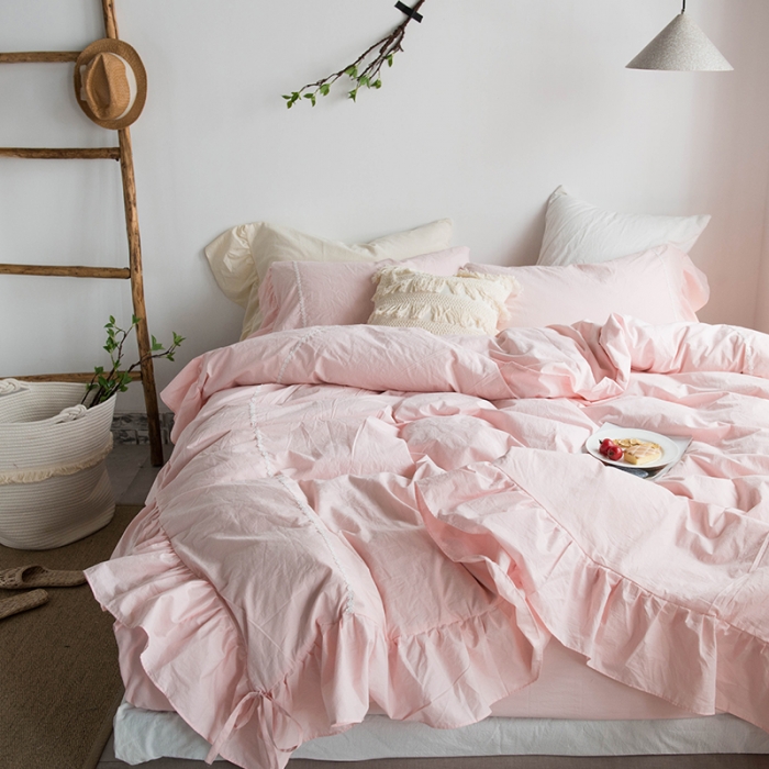 91家纺网 家纺一手货源 找家纺 淑女公社 2020春夏新款四件套 米洛小镇-淡粉