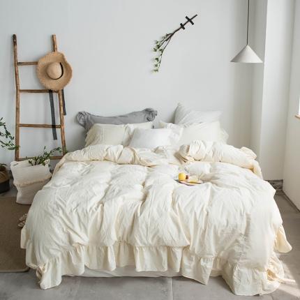 91家纺网 家纺一手货源 找家纺 淑女公社 2020春夏新款四件套 米洛小镇-奶白