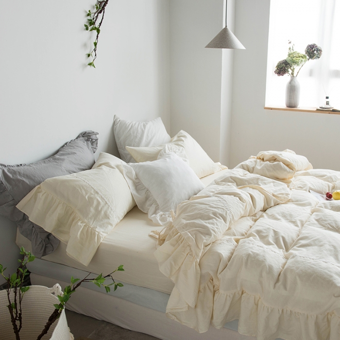 91家纺网 家纺一手货源 找家纺 淑女公社 2020春夏新款四件套 米洛小镇-奶白