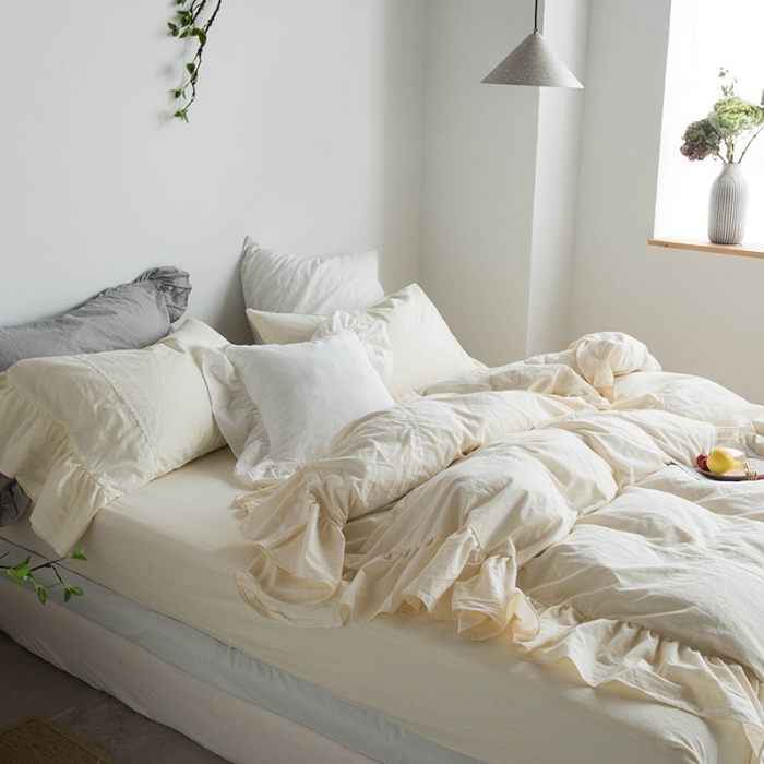 91家纺网 家纺一手货源 找家纺 淑女公社 2020春夏新款四件套 米洛小镇-奶白