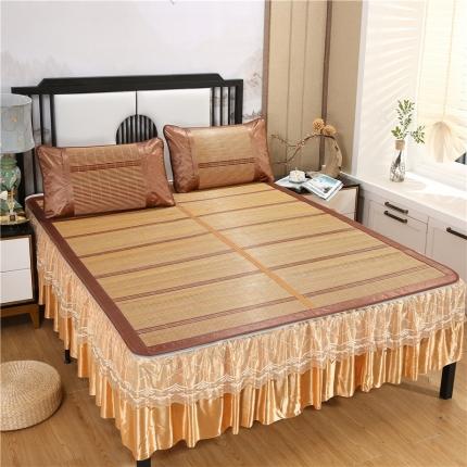 91家纺网 家纺一手货源 找家纺 青竹苑 2020新款皇家花园木纹席可拆卸床裙款竹席