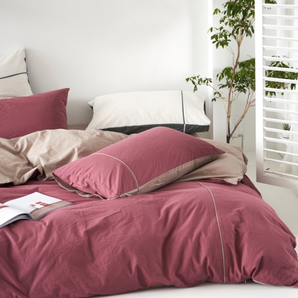 91家纺网 家纺一手货源 找家纺 北欧ins风纯棉水洗棉四件套裸睡全棉床单被套床笠款床上用品