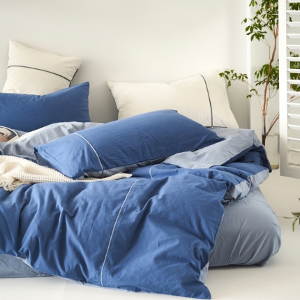 91家纺网 家纺一手货源 找家纺 纯棉水洗棉四件套裸睡全棉床单被套双面用床笠学生三件套床上用品