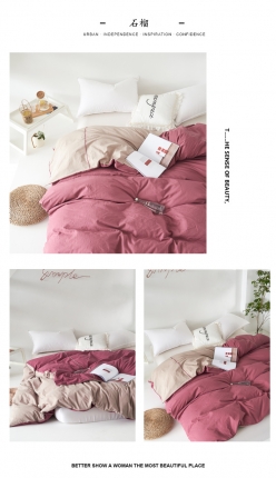 91家纺网 家纺一手货源 找家纺 纯棉水洗棉四件套裸睡全棉床单被套双面用床笠学生三件套床上用品