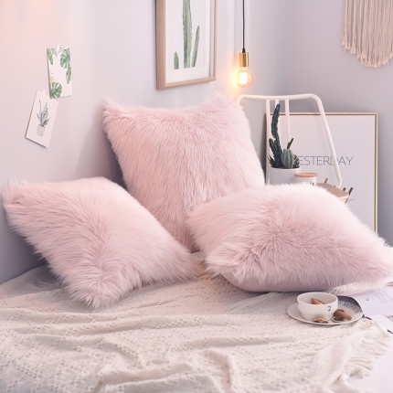 91家纺网 家纺一手货源 找家纺 （总）瑞莉安枕芯 北欧长毛绒仿羊毛皮草靠垫抱枕套芯