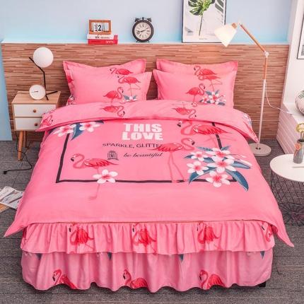 91家纺网 家纺一手货源 找家纺 梦柏 2020新款加厚磨毛四件套大版床裙款 国色天香