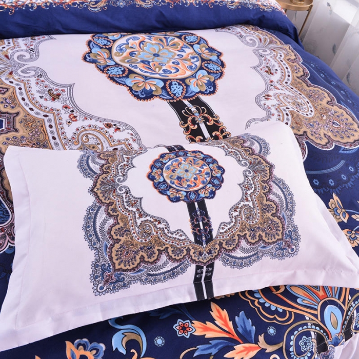 91家纺网 家纺一手货源 找家纺 梦柏 2020新款加厚磨毛四件套大版床裙款 北海风-兰