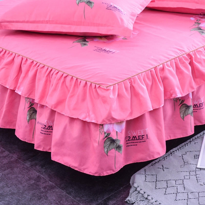 91家纺网 家纺一手货源 找家纺 梦柏 2020新款加厚磨毛四件套大版床裙款 初恋