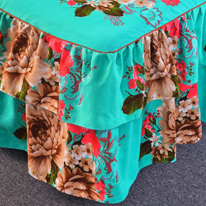 91家纺网 家纺一手货源 找家纺 梦柏 2020新款加厚磨毛四件套大版床裙款 国色天香