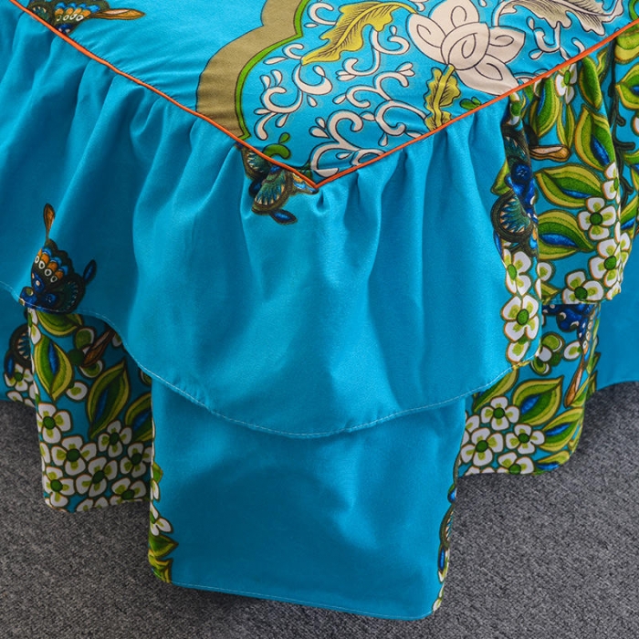 91家纺网 家纺一手货源 找家纺 梦柏 2020新款加厚磨毛四件套大版床裙款 花间意红