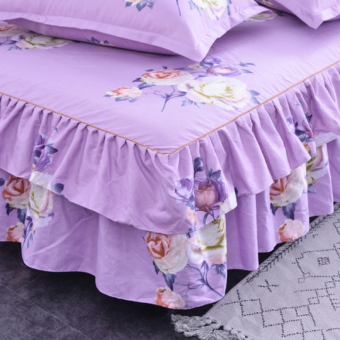 91家纺网 家纺一手货源 找家纺 梦柏 2020新款加厚磨毛四件套大版床裙款 花香四逸