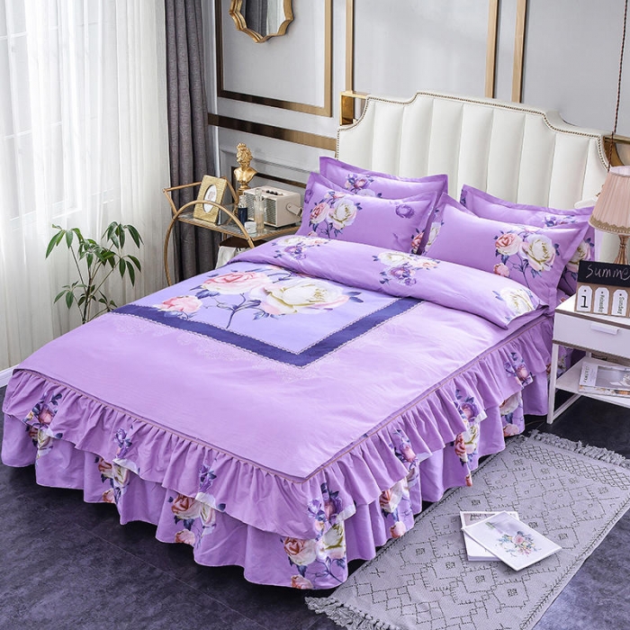 91家纺网 家纺一手货源 找家纺 梦柏 2020新款加厚磨毛四件套大版床裙款 花香四逸