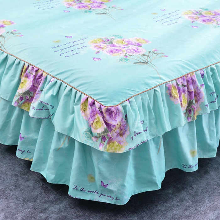 91家纺网 家纺一手货源 找家纺 梦柏 2020新款加厚磨毛四件套大版床裙款 玫瑰花香