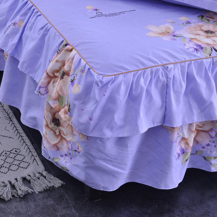 91家纺网 家纺一手货源 找家纺 梦柏 2020新款加厚磨毛四件套大版床裙款 牡丹情