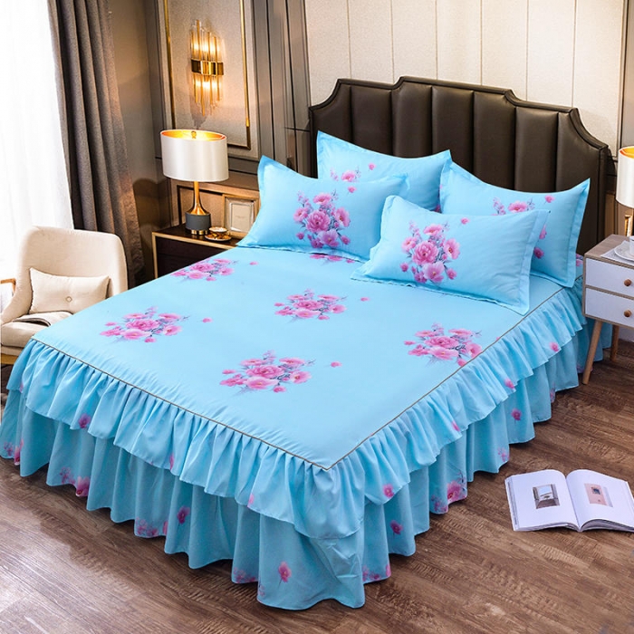 91家纺网 家纺一手货源 找家纺 梦柏 2020新款加厚磨毛四件套大版床裙款 宁静花开