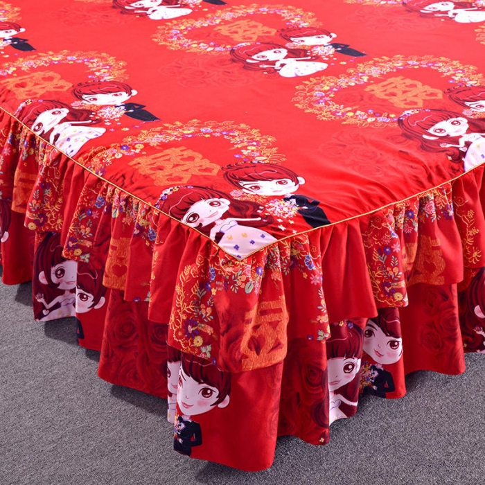 91家纺网 家纺一手货源 找家纺 梦柏 2020新款加厚磨毛四件套大版床裙款 钟爱一生