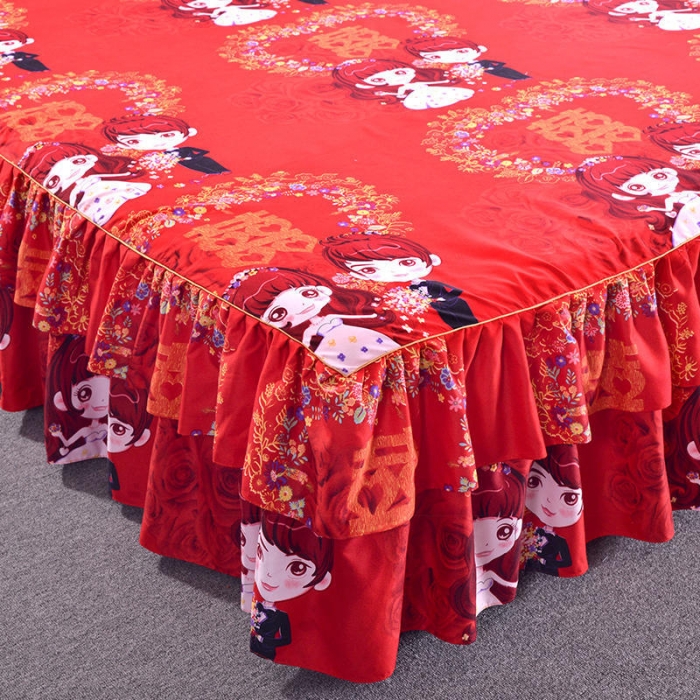 91家纺网 家纺一手货源 找家纺 梦柏 2020新款加厚磨毛四件套大版床裙款 钟爱一生