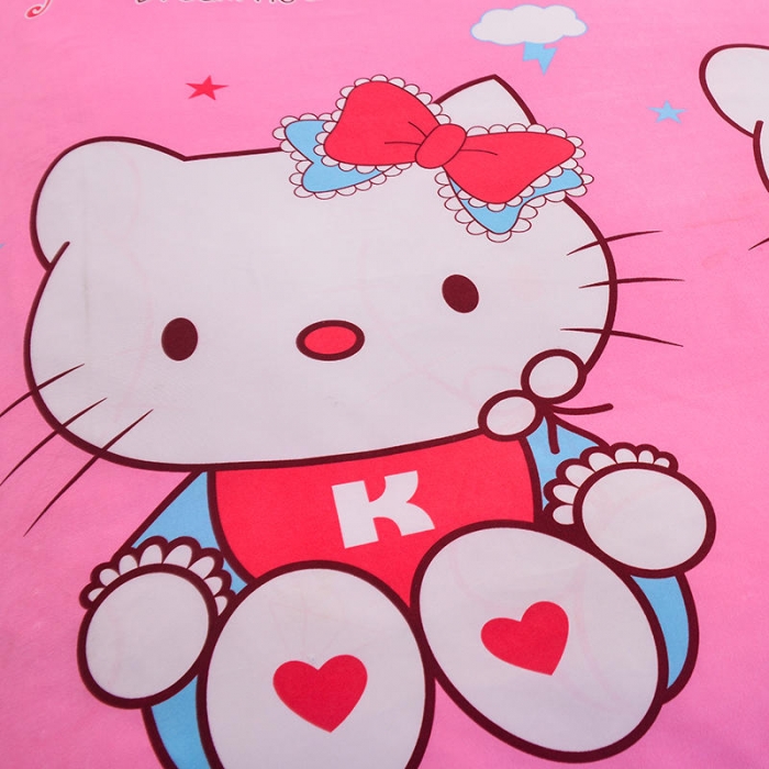 91家纺网 家纺一手货源 找家纺 梦柏 2020新款加厚磨毛四件套小版床裙款 kt猫-粉