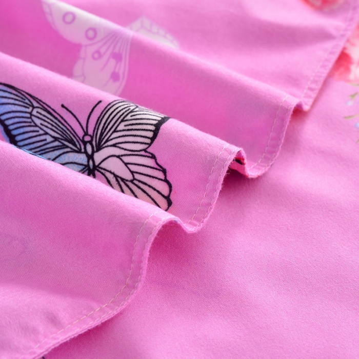 91家纺网 家纺一手货源 找家纺 梦柏 2020新款加厚磨毛四件套小版床裙款 彩蝶飞舞