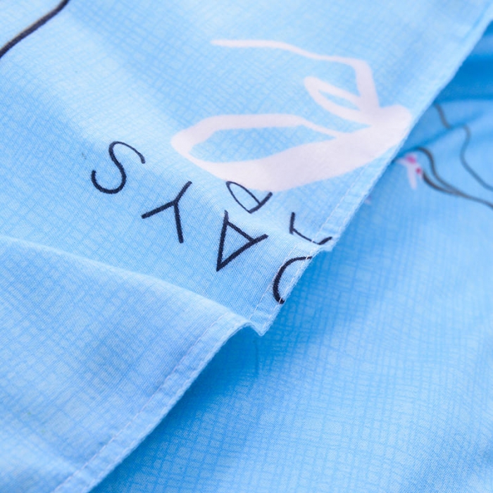 91家纺网 家纺一手货源 找家纺 梦柏 2020新款加厚磨毛四件套小版床裙款 春风里（蓝）