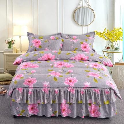 梦柏 2020新款加厚磨毛四件套小版床裙款 春华秋实