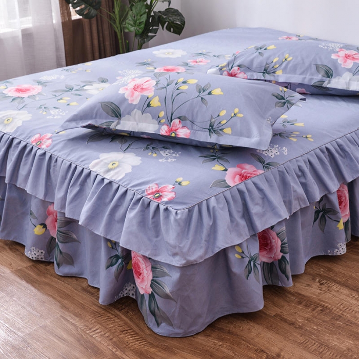 91家纺网 家纺一手货源 找家纺 梦柏 2020新款加厚磨毛四件套小版床裙款 淡雅清香