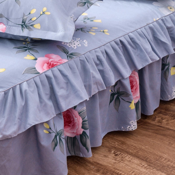 91家纺网 家纺一手货源 找家纺 梦柏 2020新款加厚磨毛四件套小版床裙款 淡雅清香