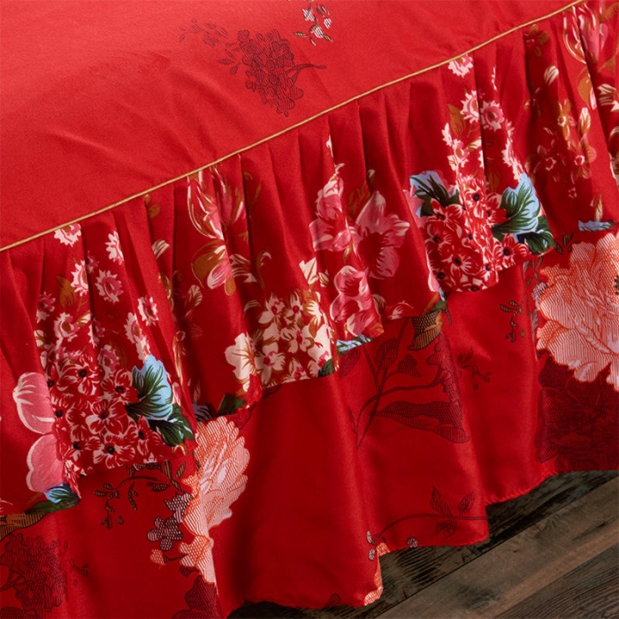 91家纺网 家纺一手货源 找家纺 梦柏 2020新款加厚磨毛四件套小版床裙款 花雅之秀