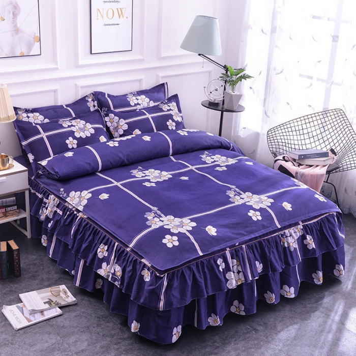 91家纺网 家纺一手货源 找家纺 梦柏 2020新款加厚磨毛四件套小版床裙款 美好时光