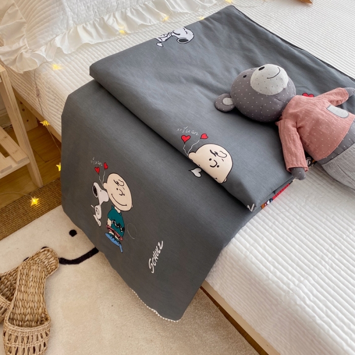 91家纺网 家纺一手货源 找家纺 窝米 2020新款春夏夏被 史努比（蓝灰）