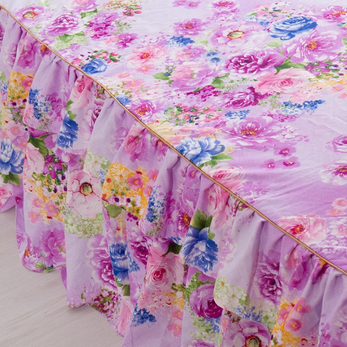 91家纺网 家纺一手货源 找家纺 梦柏 2020新款加厚磨毛四件套小版床裙款 紫色芬芳