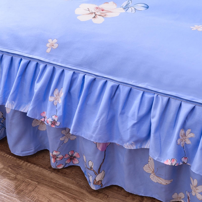 91家纺网 家纺一手货源 找家纺 梦柏 2020新款加厚磨毛四件套小版床裙款幸福花开