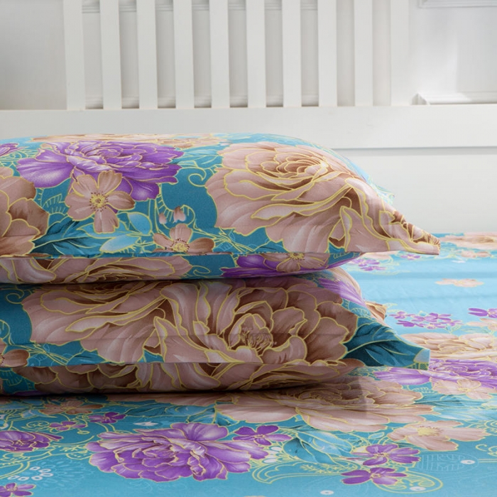 91家纺网 家纺一手货源 找家纺 梦柏 2020新款加厚磨毛四件套小版床裙款 妩媚花王-兰