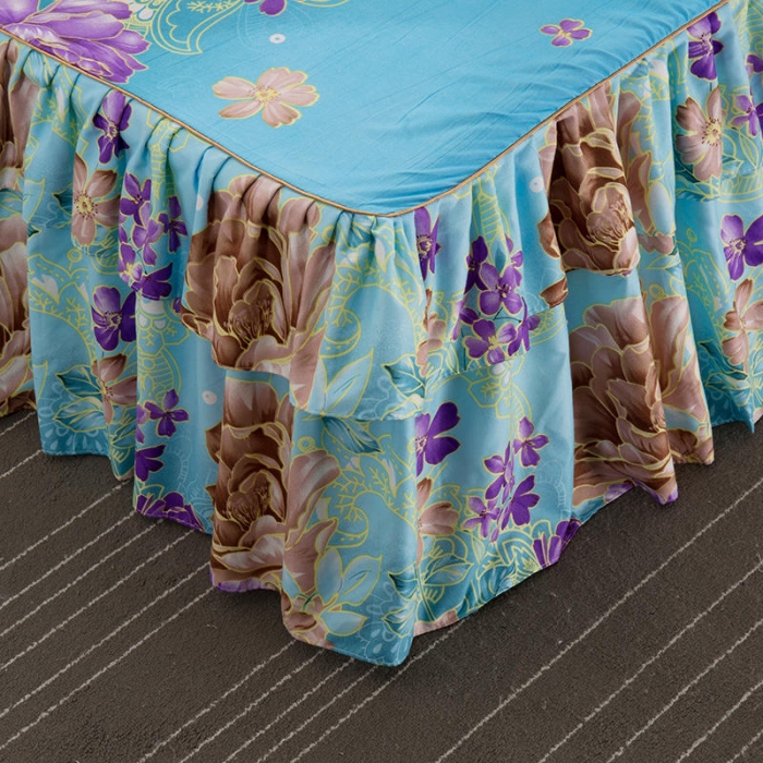 91家纺网 家纺一手货源 找家纺 梦柏 2020新款加厚磨毛四件套小版床裙款 妩媚花王-兰