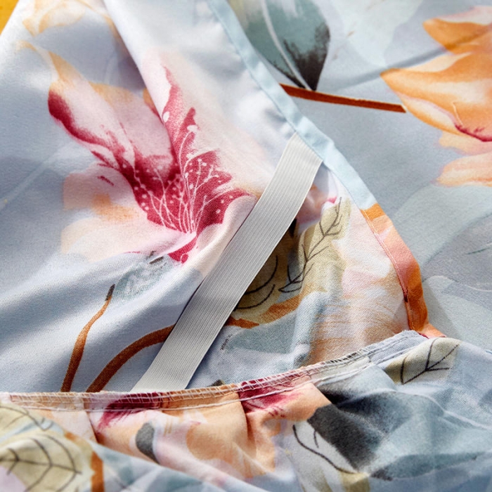 91家纺网 家纺一手货源 找家纺 梦柏 2020新款加厚磨毛四件套小版床裙款夏花红屿