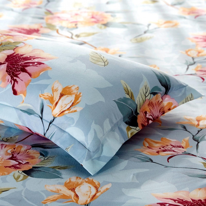 91家纺网 家纺一手货源 找家纺 梦柏 2020新款加厚磨毛四件套小版床裙款夏花红屿