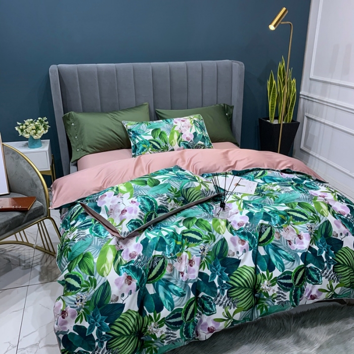 91家纺网 家纺一手货源 找家纺 （总）优然居 2020新款60S长绒棉贡缎数码印花嵌绳四件套