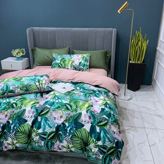 91家纺网 家纺一手货源 找家纺 （总）优然居 2020新款60S长绒棉贡缎数码印花嵌绳四件套