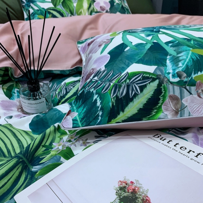 91家纺网 家纺一手货源 找家纺 （总）优然居 2020新款60S长绒棉贡缎数码印花嵌绳四件套