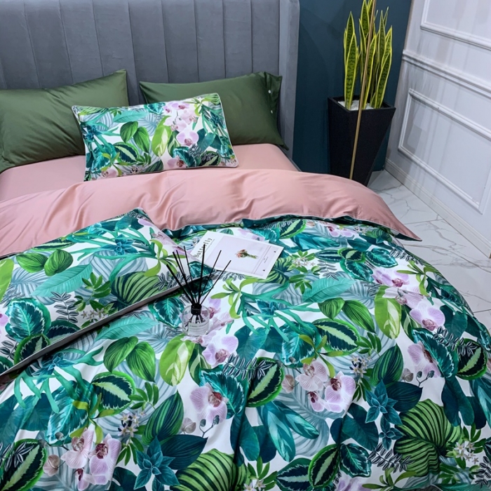 91家纺网 家纺一手货源 找家纺 （总）优然居 2020新款60S长绒棉贡缎数码印花嵌绳四件套