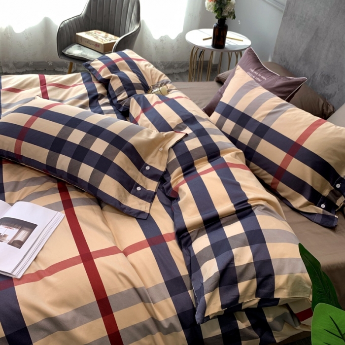 91家纺网 家纺一手货源 找家纺 优然居 2020新款60S长绒棉活性印花四件套 巴宝莉黄格