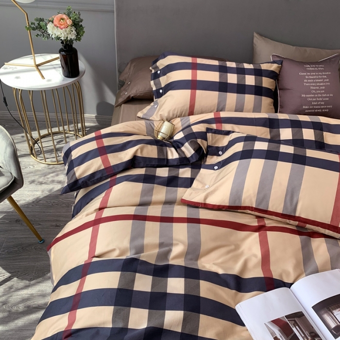 91家纺网 家纺一手货源 找家纺 优然居 2020新款60S长绒棉活性印花四件套 巴宝莉黄格