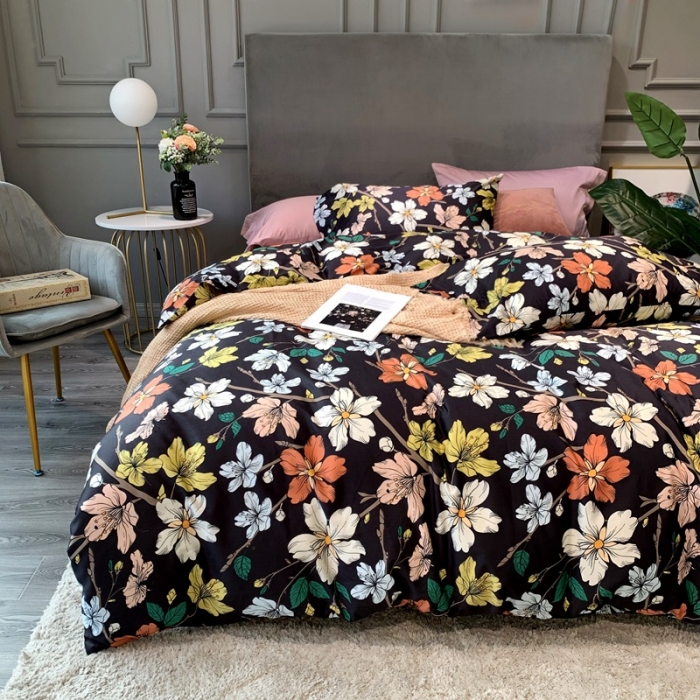 91家纺网 家纺一手货源 找家纺 优然居 2020新款60S长绒棉活性印花四件套 繁华忆梦