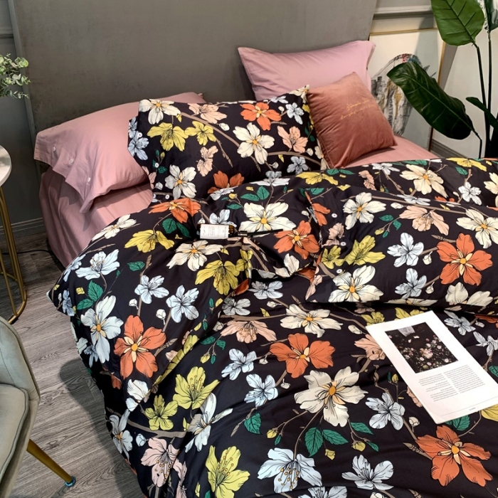 91家纺网 家纺一手货源 找家纺 优然居 2020新款60S长绒棉活性印花四件套 繁华忆梦